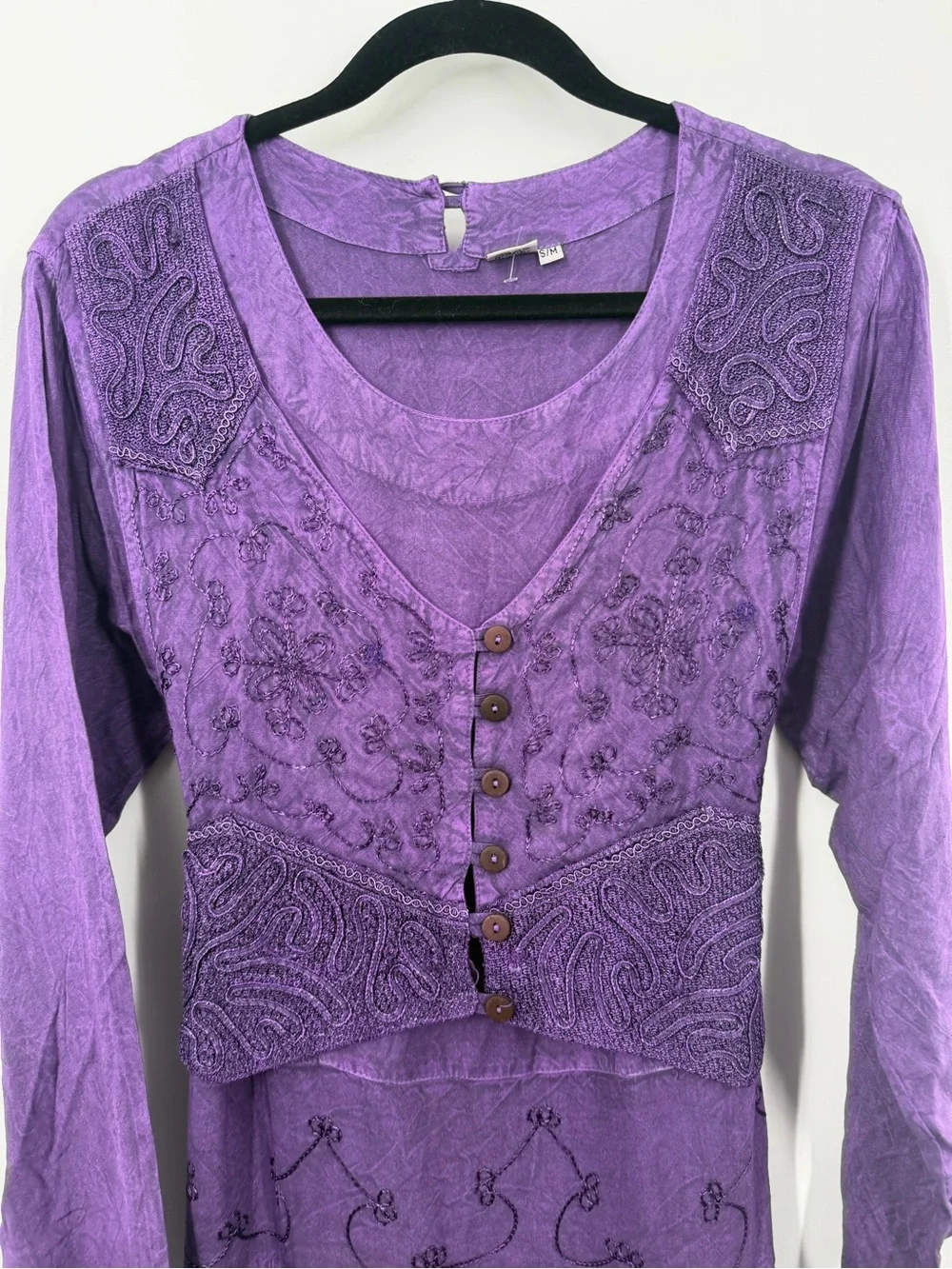 Vintage Whimsy Goth Purple Maxi Long sleeve dress - Picture 6 of 12